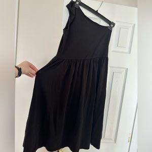 ASOS one shoulder black cotton dress Size 8